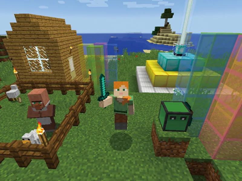 Minecraftのゲーム画面（教材イメージ）